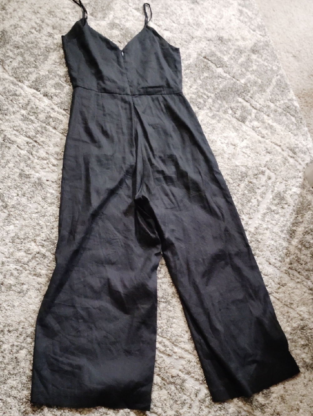 PrettyLittleThing Linen Blend Black Wide-Leg Spaghetti Strap Jumpsuit